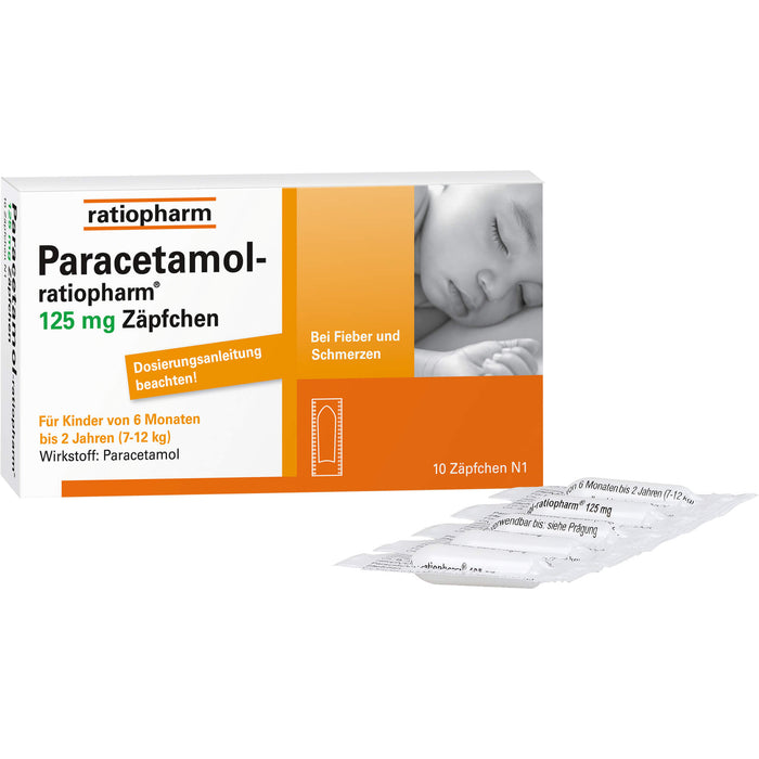 Paracetamol-ratiopharm 125 mg Zäpfchen, 10 pcs. Suppositories