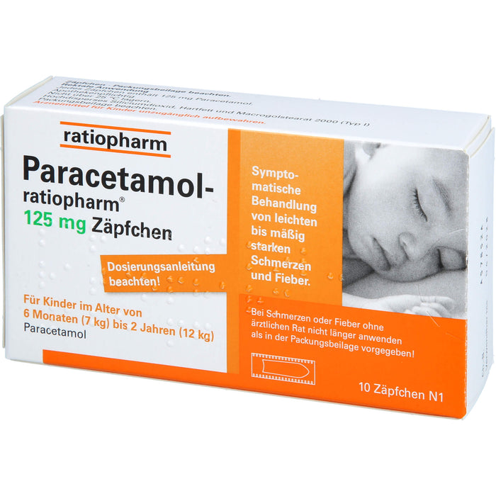 Paracetamol-ratiopharm 125 mg Zäpfchen, 10 pc Suppositoires