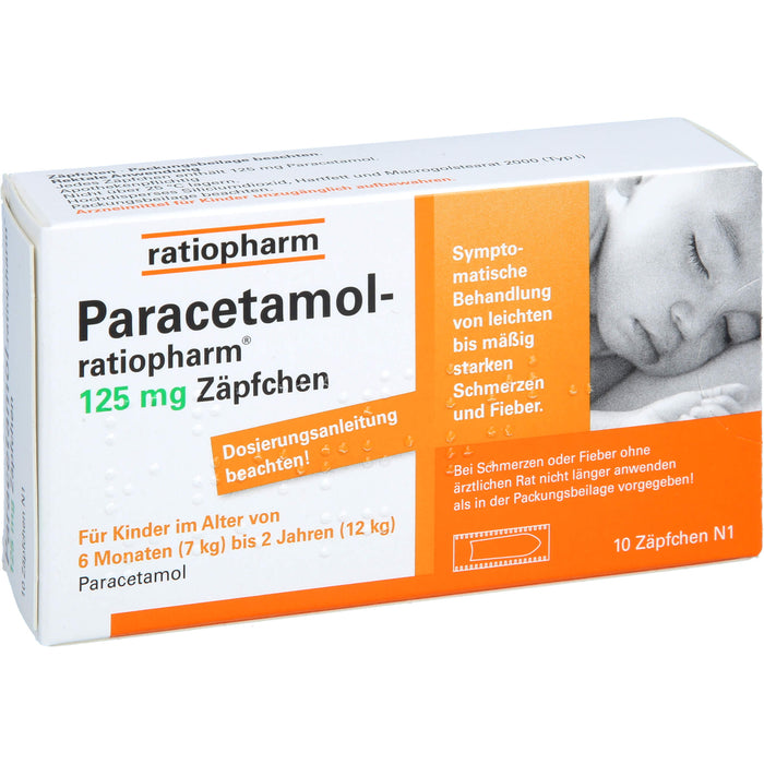 Paracetamol-ratiopharm 125 mg Zäpfchen, 10 pc Suppositoires