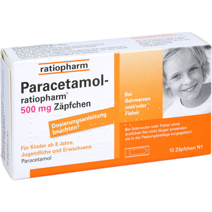 Paracetamol-ratiopharm 500 mg Zäpfchen bei Fieber und Schmerzen, 10 pc Suppositoires