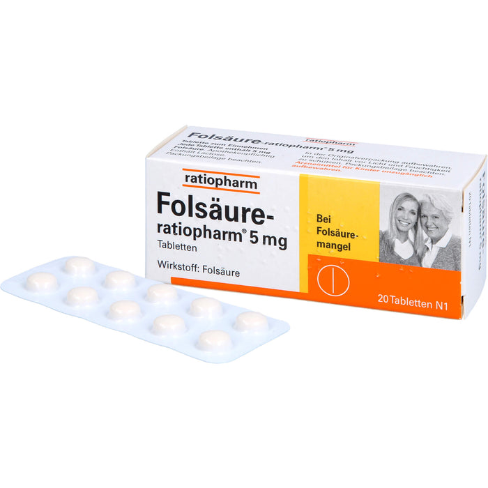 Folsäure-ratiopharm 5 mg Tbl., 20 St. Tabletten