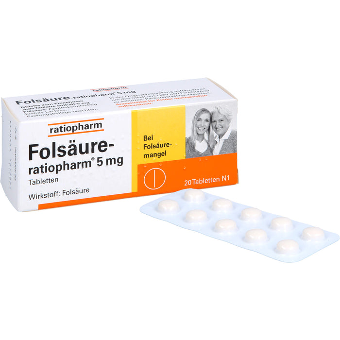 Folsäure-ratiopharm 5 mg Tbl., 20 pc Tablettes