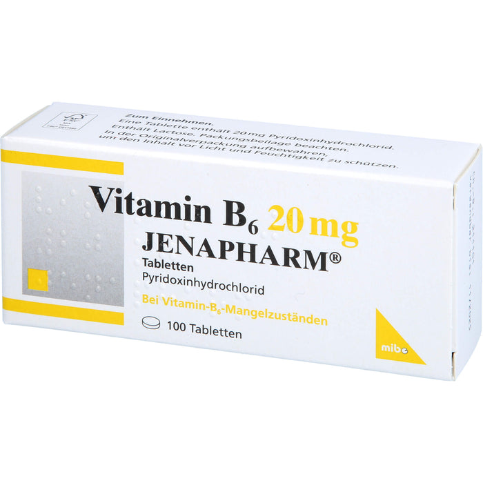 JENAPHARM Vitamin B6 Tabletten bei Vitamin B6 Mangelzuständen, 100 St. Tabletten