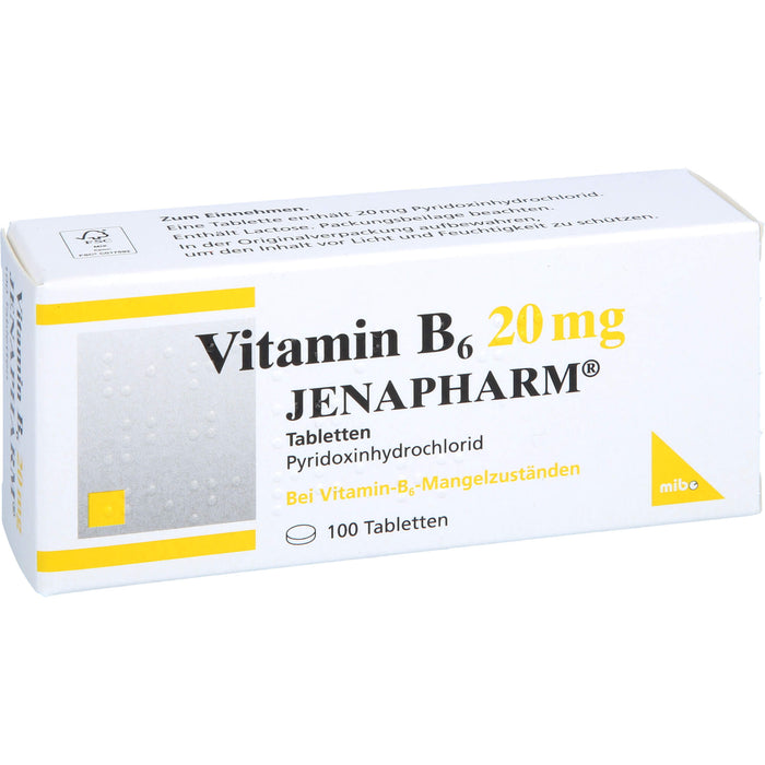 JENAPHARM Vitamin B6 Tabletten bei Vitamin B6 Mangelzuständen, 100 St. Tabletten