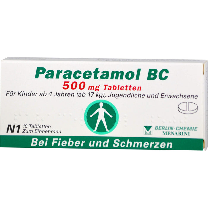 Paracetamol BC 500 mg Tabletten bei leichten bis mäßig starken Schmerzen und Fieber, 10 pc Tablettes