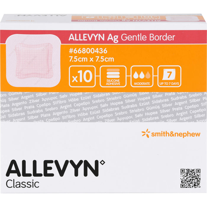 ALLEVYN Ag Gentle Border 7,5x7,5cm Wundverband, 10 St VER