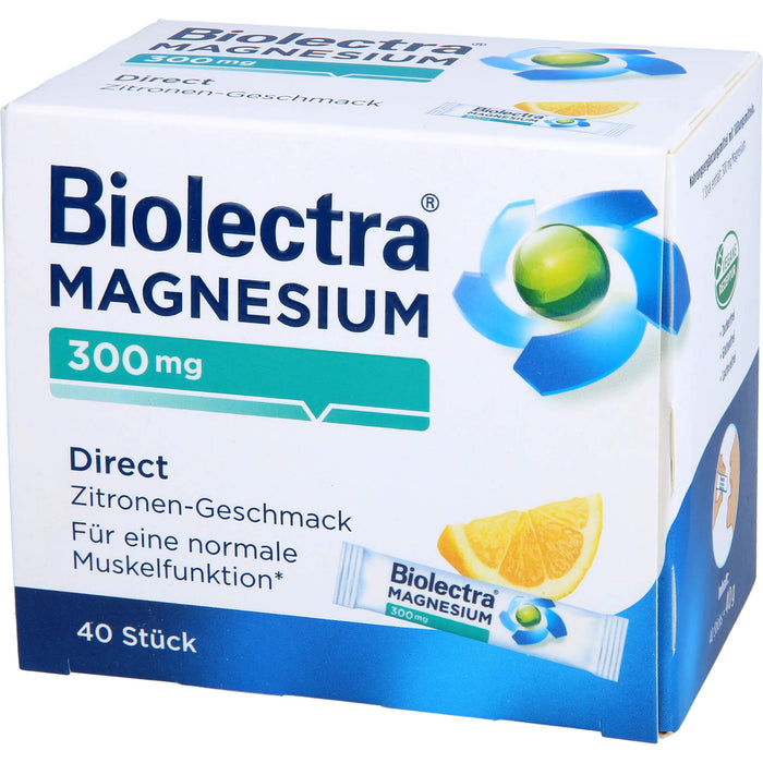 Biolectra Magnesium 300 mg direct Zitronengeschmack Pellets in Sticks, 40 St. Beutel