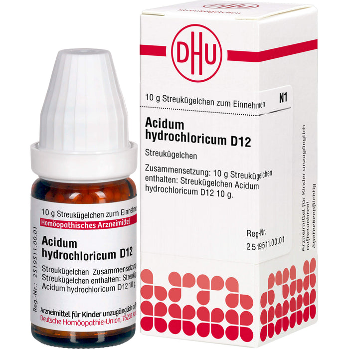 DHU Acidum hydrochloricum D12 Streukügelchen, 10 g Globuli