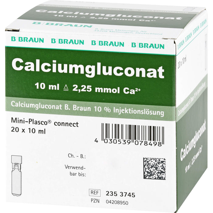 BRAUN Calciumgluconat 10 % Injektionslösung 20 x 10 ml, 200 ml Solution