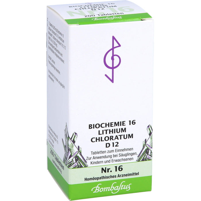 Bombastus Biochemie 16 Lithium chloratum D12 Tabletten, 200 pc Tablettes