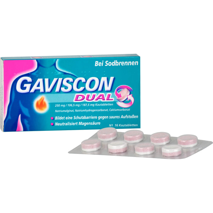 GAVISCON Dual Kautabletten bei Sodbrennen, 16 pcs. Tablets