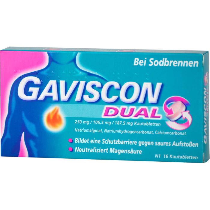 GAVISCON Dual Kautabletten bei Sodbrennen, 16 pcs. Tablets