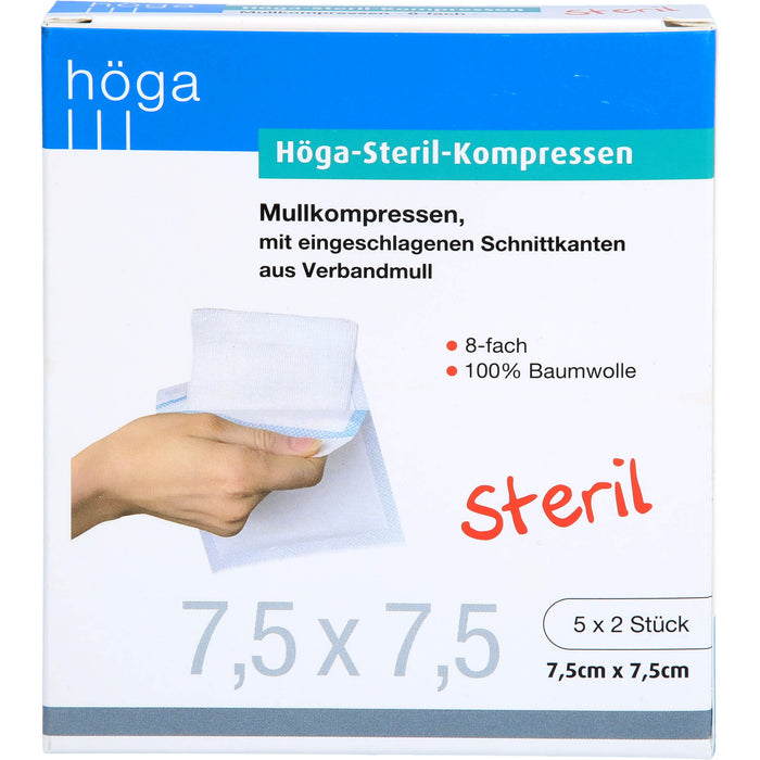 Höga-Steril-Kompressen Mullkompressen 8-fach steril 7,5 x 7,5 cm, 10 pcs. Compresses