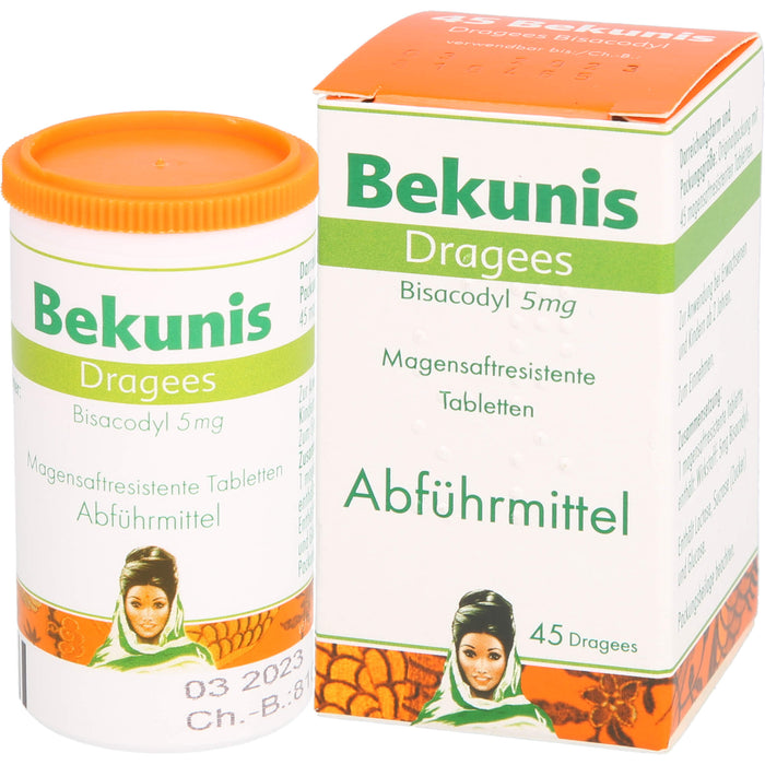 Bekunis Dragees Bisacodyl 5 mg Abführmittel, 45 pcs. Tablets