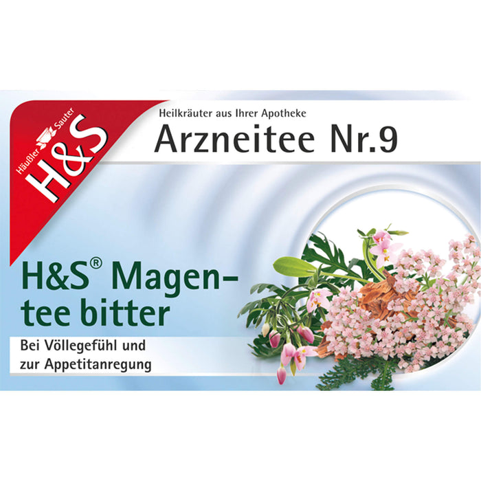 H&S Arzneitee Nr.9 Magentee bitter bei Völlegefühl und zur Appetitanregung, 20 pc Sac filtrant