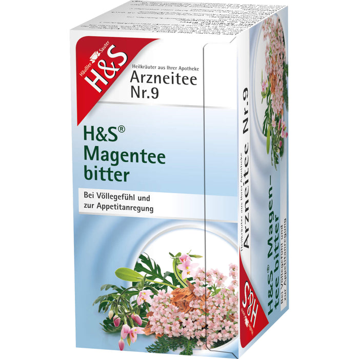 H&S Arzneitee Nr.9 Magentee bitter bei Völlegefühl und zur Appetitanregung, 20 pc Sac filtrant