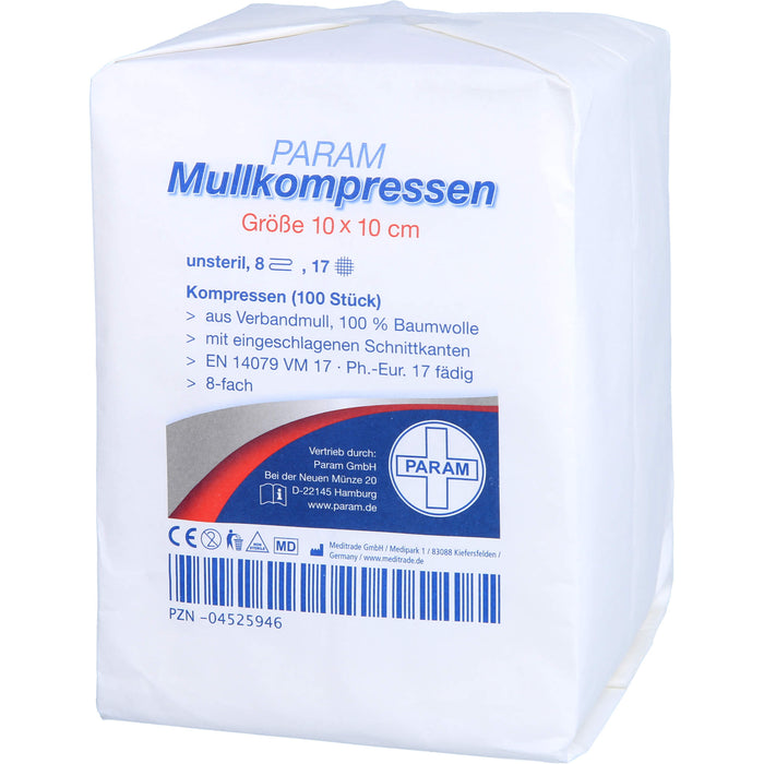 MULLKOMPRESSEN UNST 10X10 8F, 100 pcs. Compresses