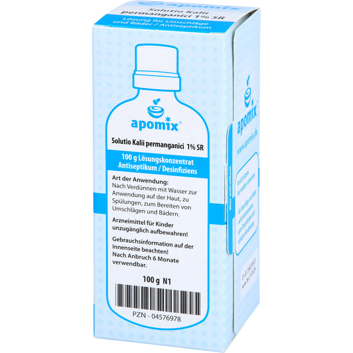 apomix Solutio Kalii permanganici 1% SR / Kaliumpermanganatlösung 1% SR Lösung für Umschläge und Bäder, 100 g Solution