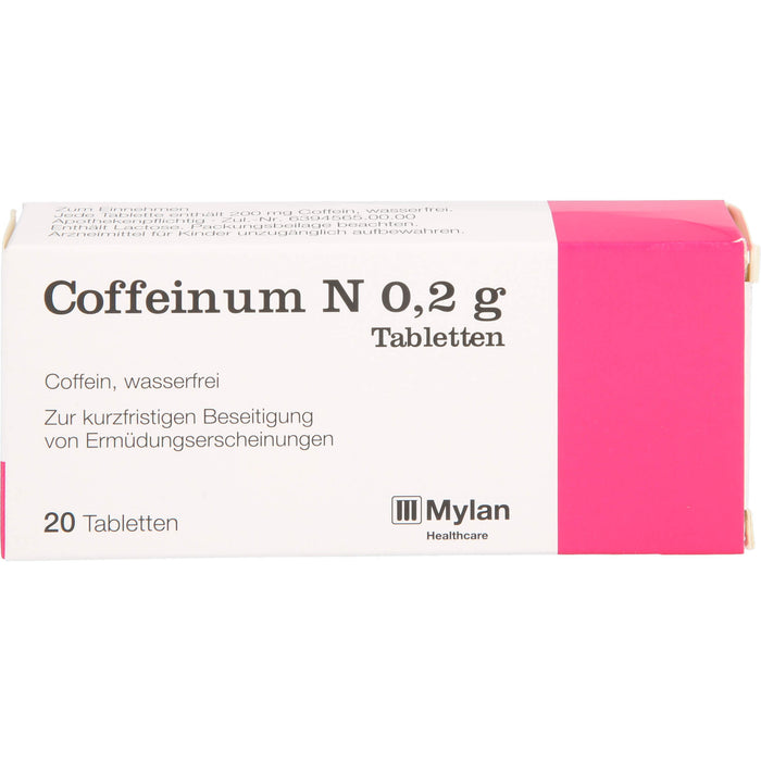 Coffeinum N 0.2 g Tabletten bei Ermüdungserscheinungen, 20 pcs. Tablets