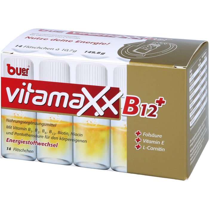 buer Vitamaxx B12+ Fläschchen zur Unterstützung des körpereigenen Energiestoffwechsel, 14 St. Lösung