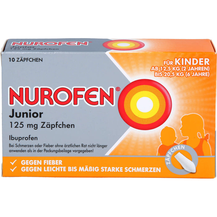 Nurofen Junior 125 mg Zäpfchen bei Fieber & Schmerzen ab 2 Jahren, 10 pcs. Suppositories