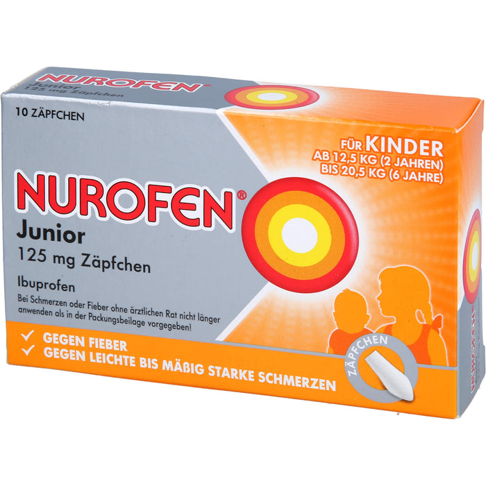 Nurofen Junior 125 mg Zäpfchen bei Fieber & Schmerzen ab 2 Jahren, 10 pcs. Suppositories