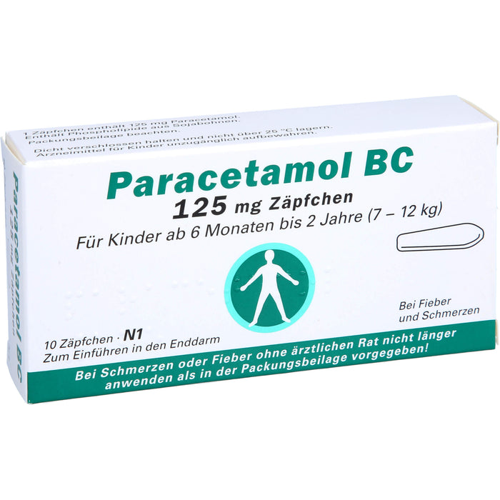 Paracetamol BC 125 mg Zäpfchen bei Fieber und Schmerzen, 10 pcs. Suppositories