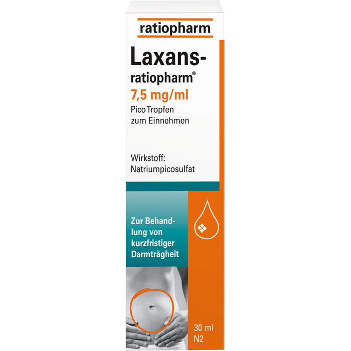 Laxans-ratiopharm 7,5 mg/ml Pico Tropfen zur Behandlung von kurzfristiger Darmträgheit, 50 ml Solution