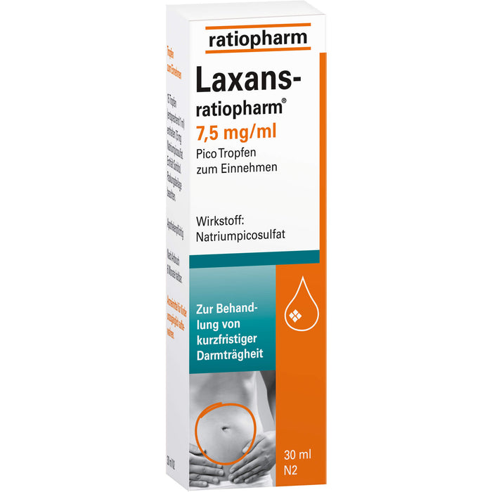 Laxans-ratiopharm 7,5 mg/ml Pico Tropfen zur Behandlung von kurzfristiger Darmträgheit, 50 ml Lösung