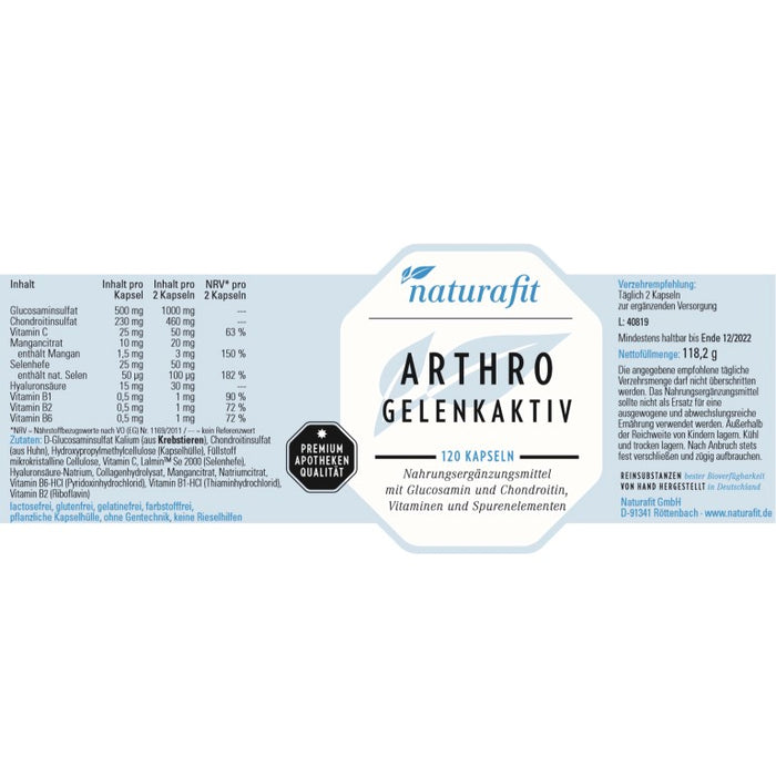 naturafit Arthro Gelenkaktiv Kapseln, 120 pc Capsules