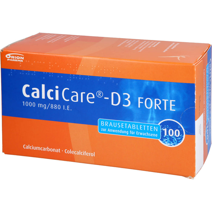 CalciCare-D3 forte 1000 mg/880 I.E. Brausetabletten zur Prävention und Behandlung von Osteoporose, 100 pc Tablettes