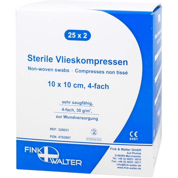 FIWA Vlies Vlieskompressen steril 10 x 10 cm 4-fach, 50 St. Kompressen