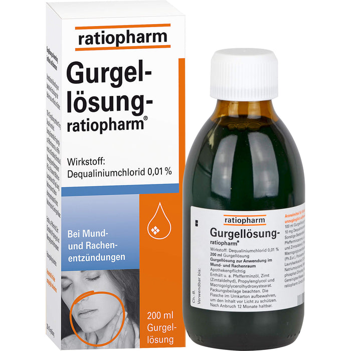 Gurgellösung-ratiopharm bei Mund- und Rachenentzündungen, 200 ml Lösung