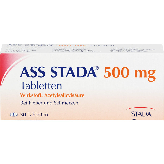 ASS STADA 500 mg Tabletten bei Fieber und Schmerzen, 30 pc Tablettes