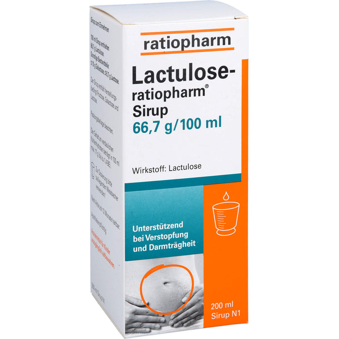 Lactulose-ratiopharm Sirup unterstützend bei Verstopfung und Darmträgheit, 200 ml Solution