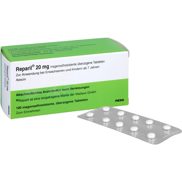 Reparil Dragees kohlpharma, 20 mg, magensaftresistente, überzogene Tablette, 100 St. Tabletten