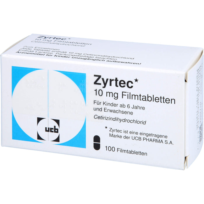 Zyrtec 10 mg kohlpharma Filmtabletten bei Allergien, 100 pcs. Tablets