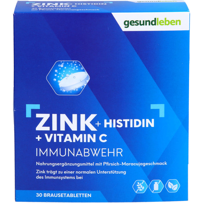 gesundleben Zink + Histidin + Vitamin C Brausetabletten, 30 pc Tablettes