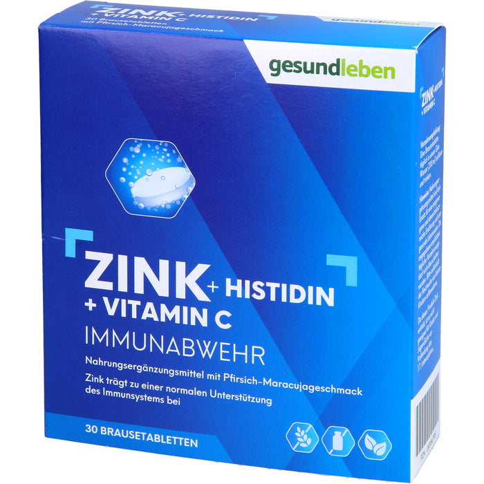 gesundleben Zink + Histidin + Vitamin C Brausetabletten, 30 pc Tablettes