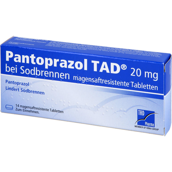 Pantoprazol TAD 20 mg magensaftresistente Tabletten bei Sodbrennen, 14 pcs. Tablets