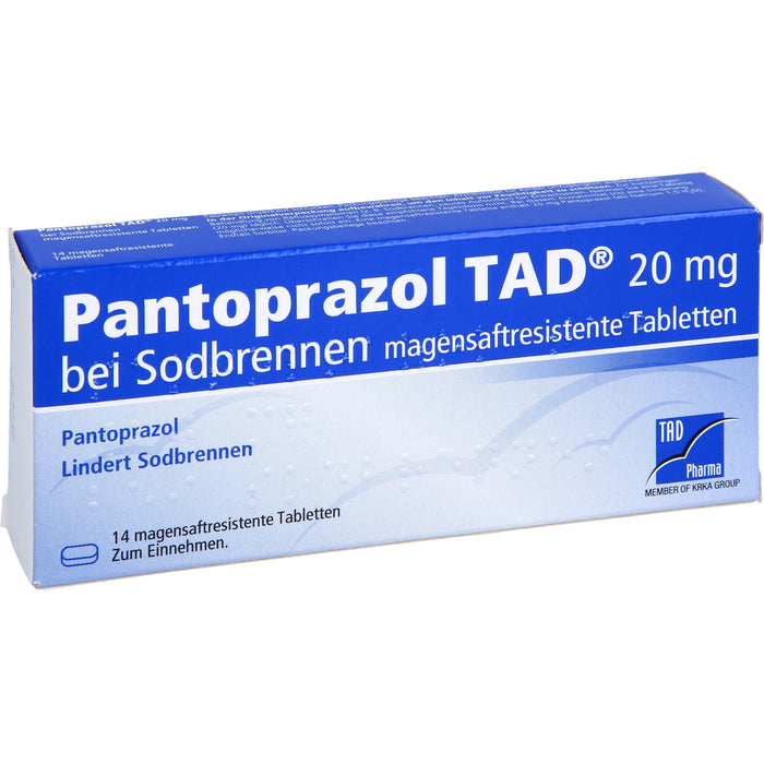 Pantoprazol TAD 20 mg magensaftresistente Tabletten bei Sodbrennen, 14 pcs. Tablets