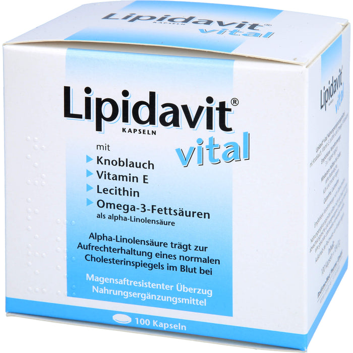 Lipidavit vital Kapseln trägt zur Aufrechterhaltung eines normalen Cholesterinspiegels im Blut bei, 100 pc Capsules