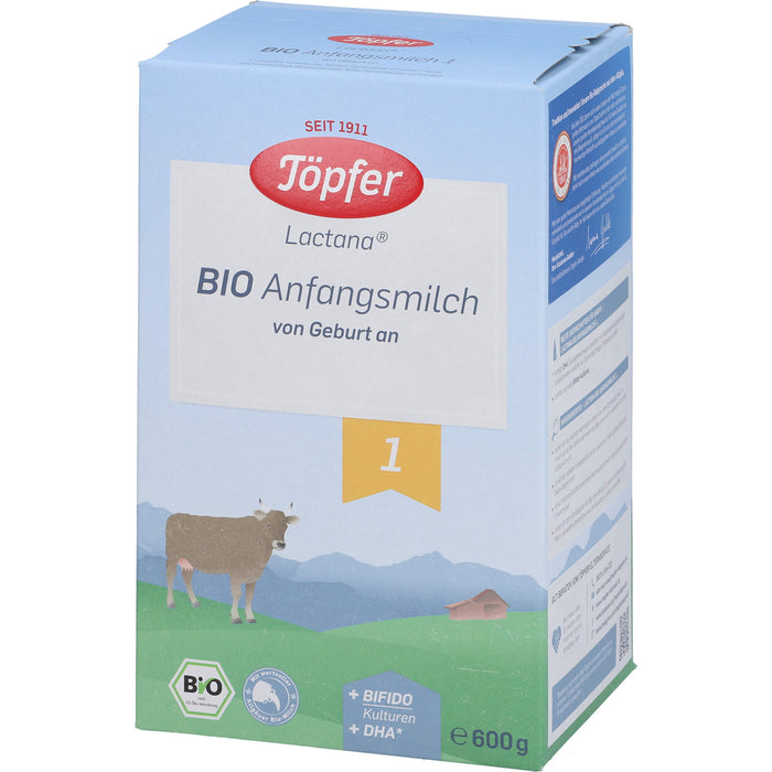 Töpfer Lactana Pulver Bio Anfangsmilch von Geburt an, 600 g Pulver