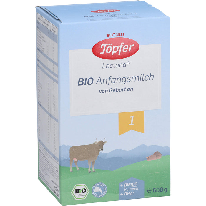 Töpfer Lactana Pulver Bio Anfangsmilch von Geburt an, 600 g Pulver