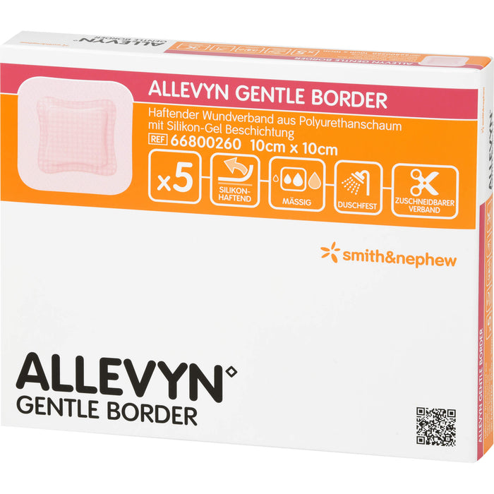 ALLEVYN Gentle Border 10 x 10 cm haftender Wundverband, 5 St. Pflaster