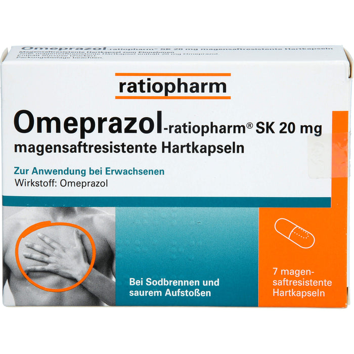 Omeprazol-ratiopharm SK 20 mg Kapslen bei Sodbrennen, 7 pc Capsules