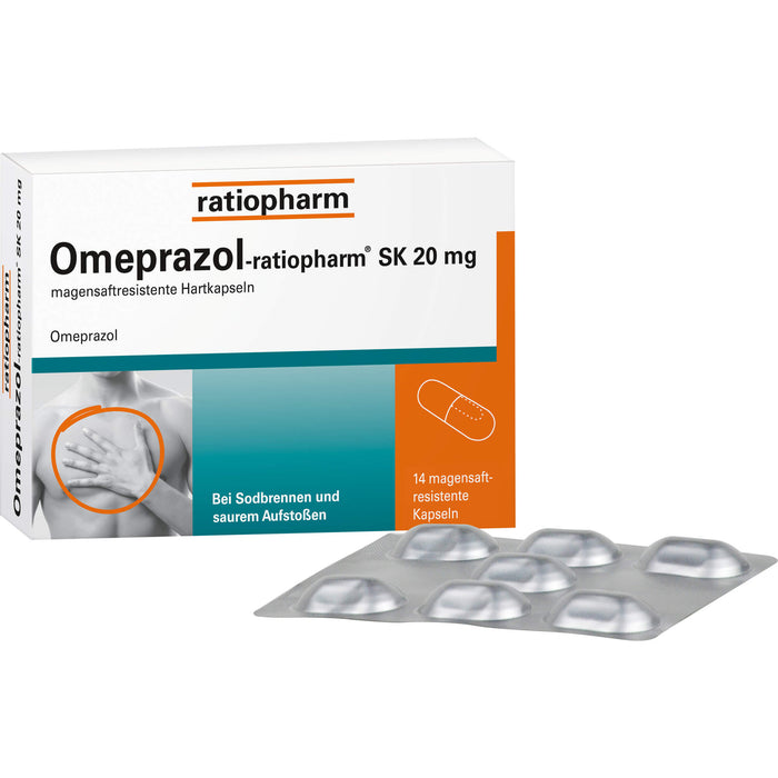 Omeprazol-ratiopharm SK 20 mg bei Sodbrennen Kapseln, 14 pcs. Capsules