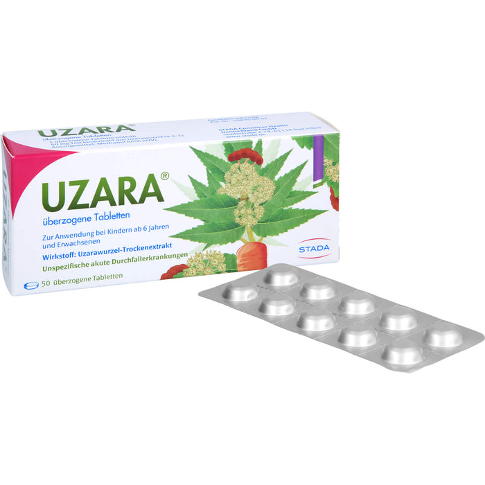 UZARA 40 mg Tabletten bei Durchfall, 50 pc Tablettes