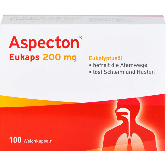 Aspecton Eukaps 200 mg Weichkapseln befreit die Atemwege und löst Schleim und Husten, 100 pc Capsules