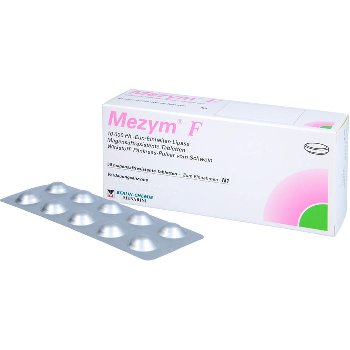 BERLIN-CHEMIE Mezym F Filmtabletten Verdauungsenzyme bei Verdauungsstörungen, 50 St. Tabletten